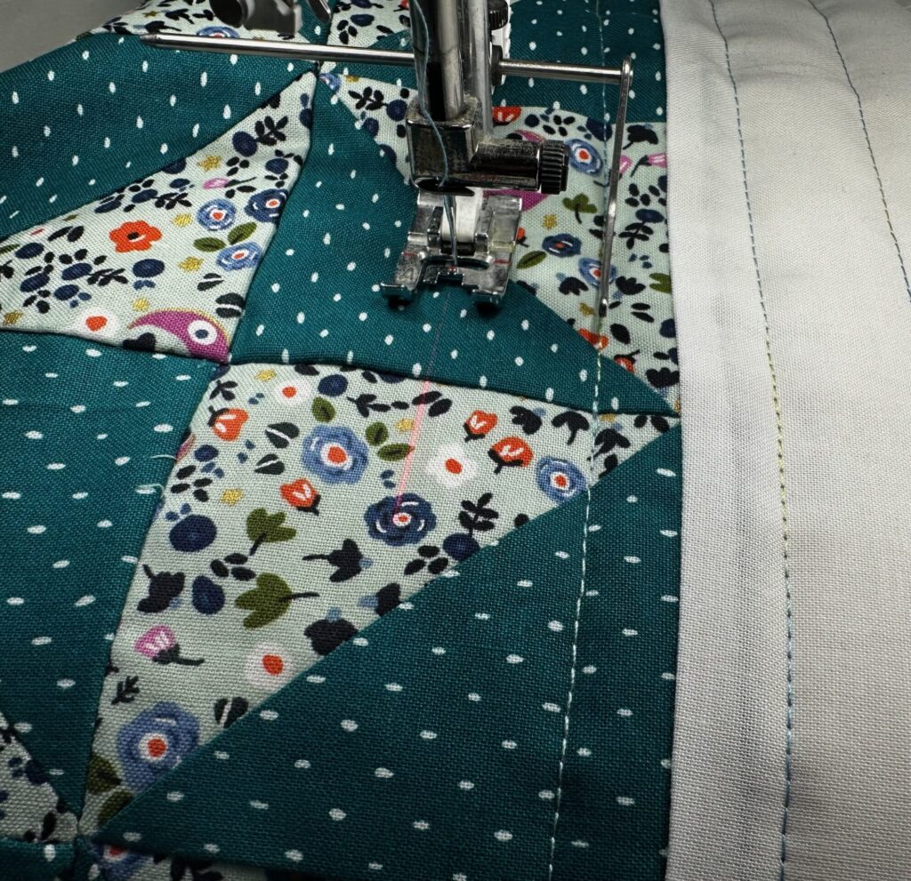 quilting straight lines on pinwheel quilt