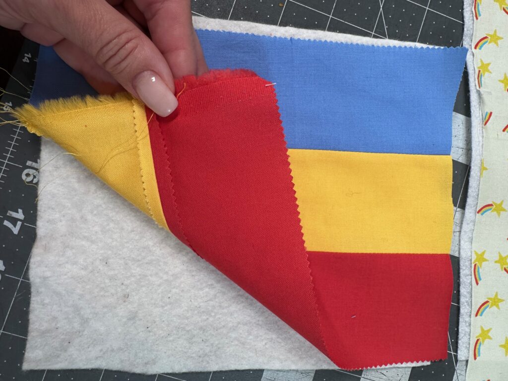 layering mug pillow top over batting