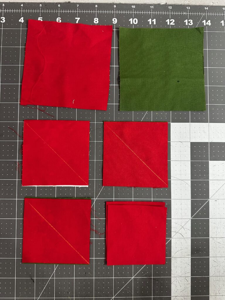 arrange fabrics to form strawberry shape
