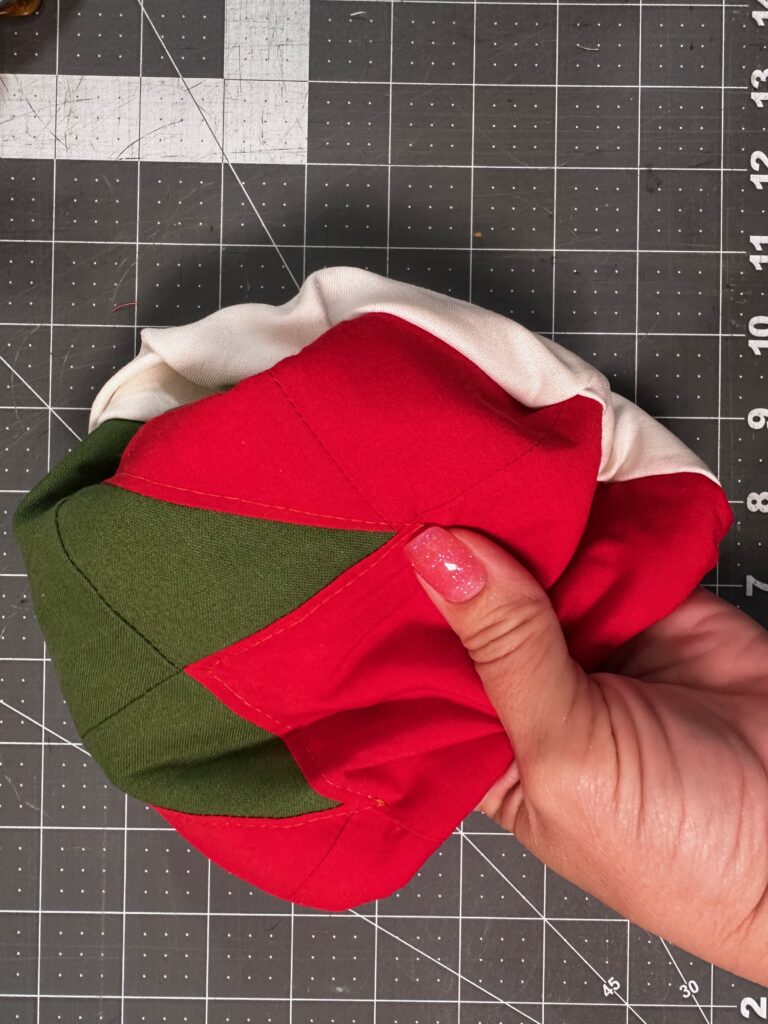 turning Strawberry Pillow right side out