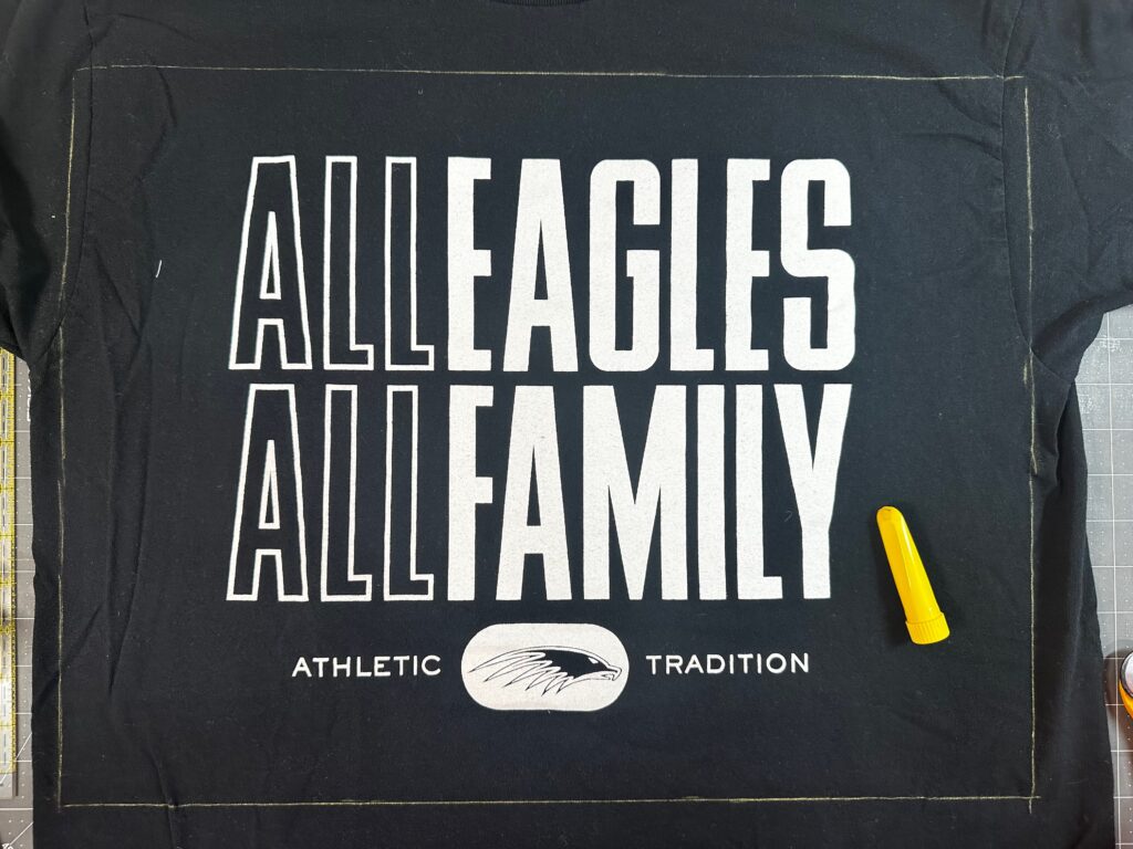 fussy cutting t-shirt for tote bag