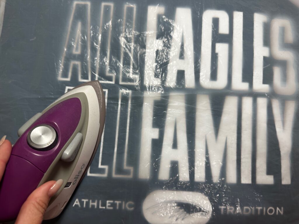 fusing fleece to t-shirt using press cloth