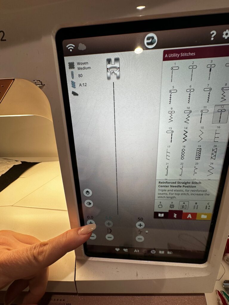 triple straight stitch on the machine