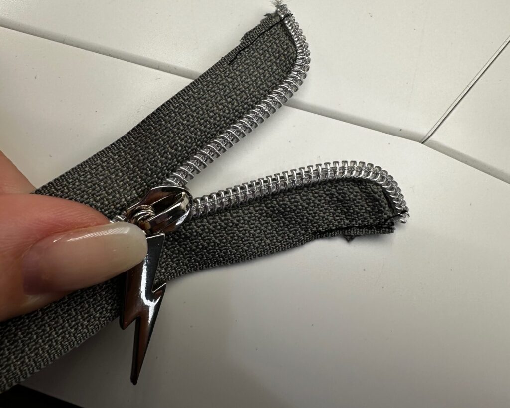 stitched zipper ends