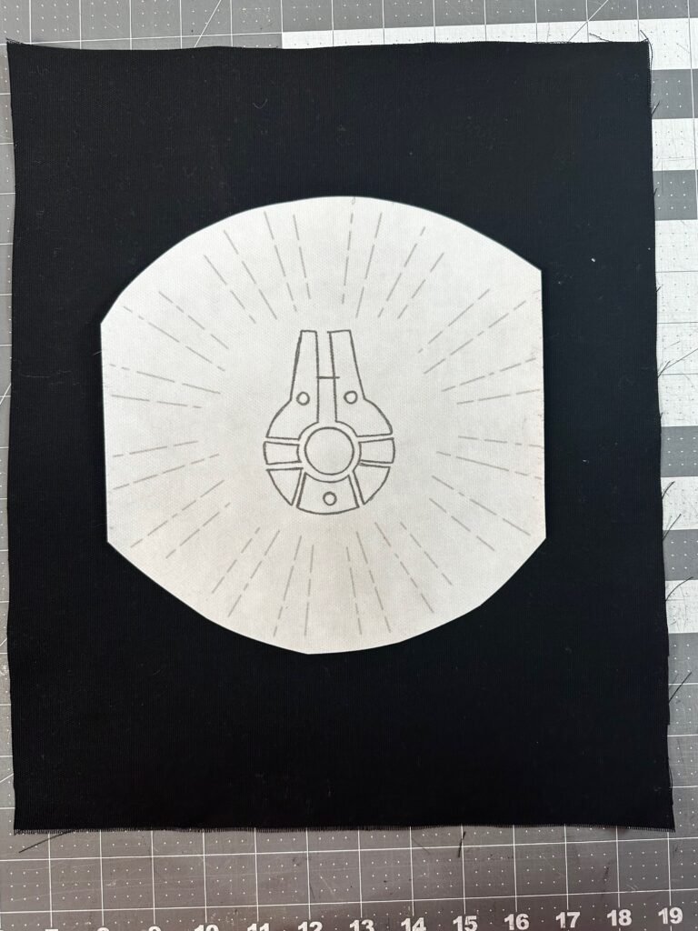 warp speed template cut out on canvas fabric