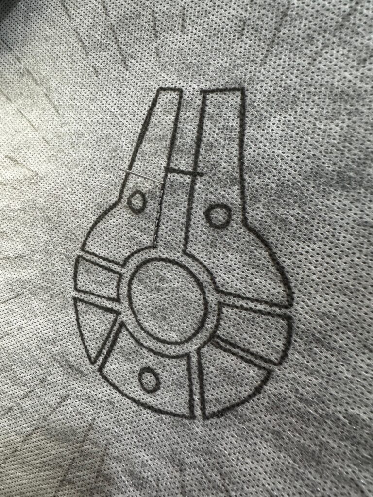 hand stitching on warp speed design