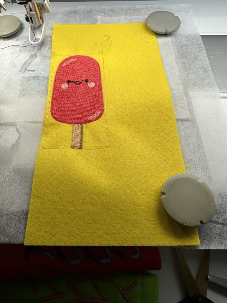 design embroidered onto Felty