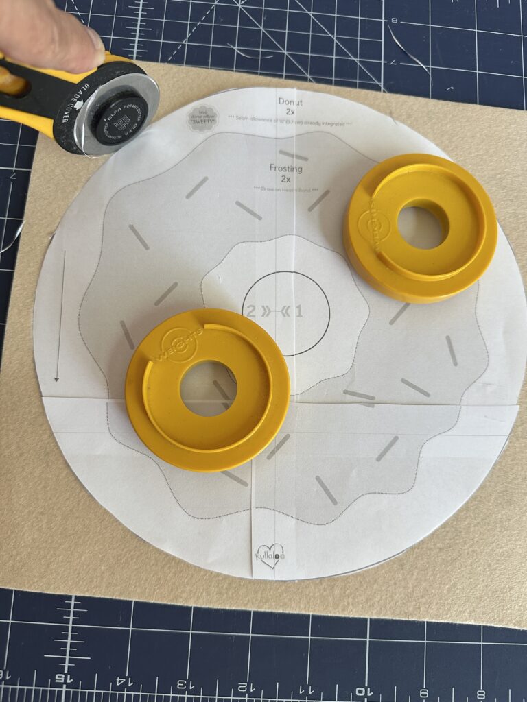 cutting the donut pattern pieces