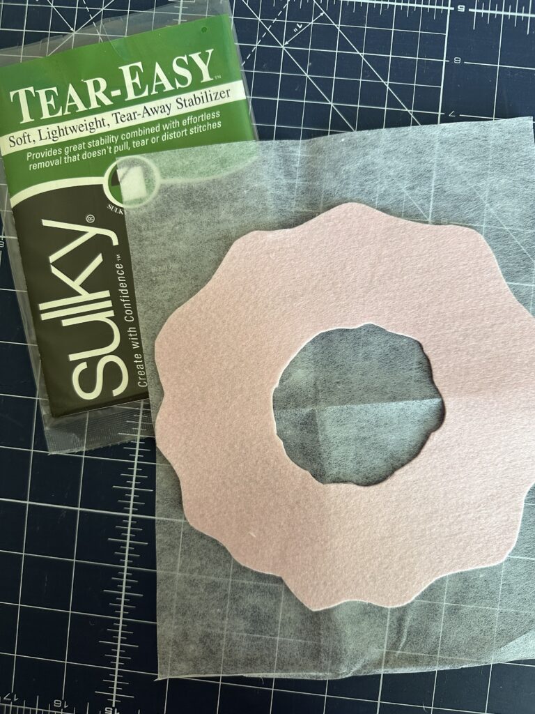 icing piece over Tear-Easy stabilizer