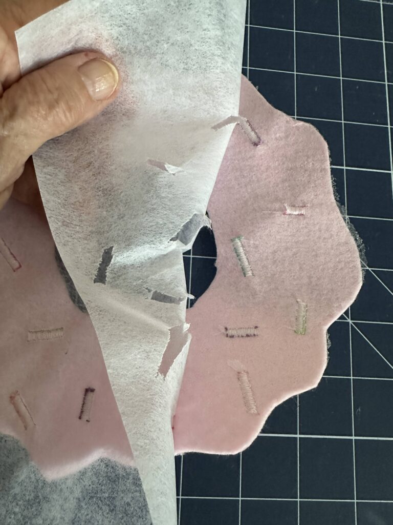 tearing away stabilizer behind icing stitching