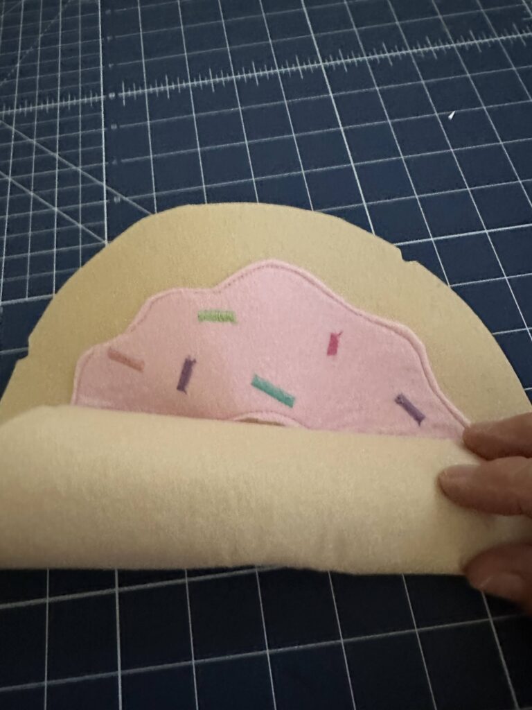 rolling donut halfway