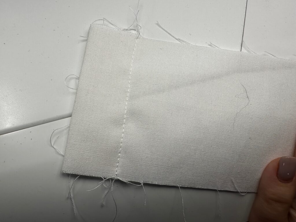 hemmed short ends of casing fabric
