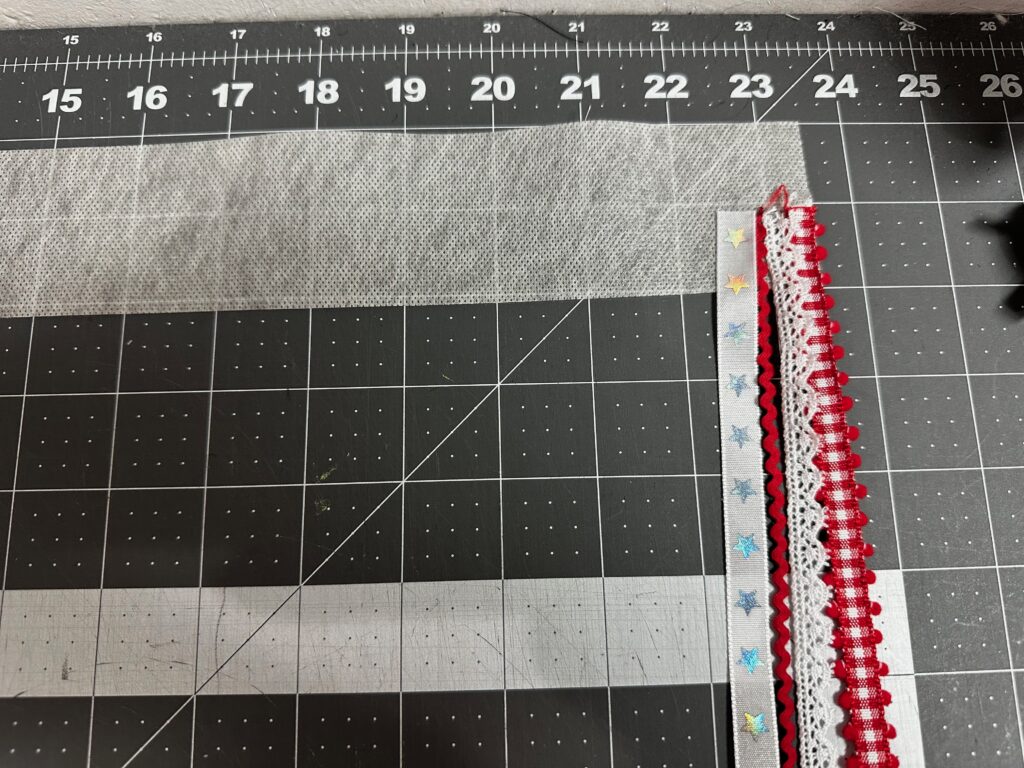 attaching ribbons inside Stick 'n Stitch