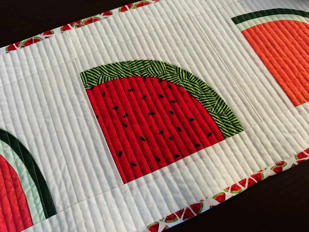 watermelon table runner block closeup
