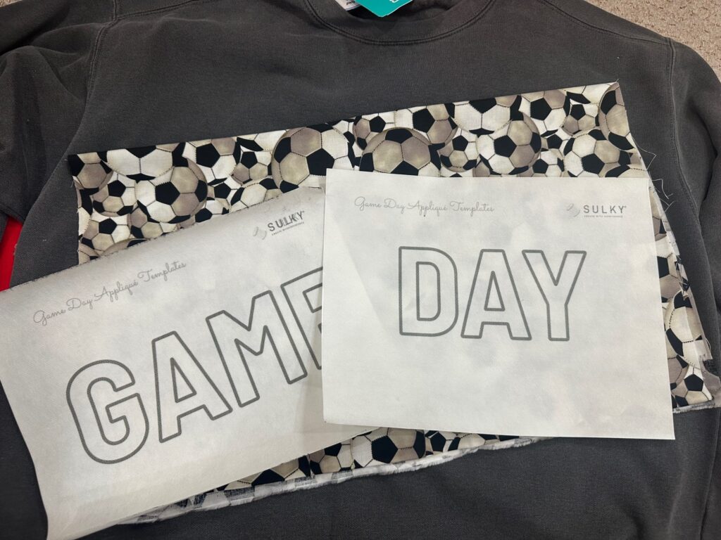 Game Day sweatshirt with soccer fabric