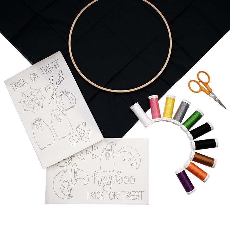 Spooky Stitching designs with fabric