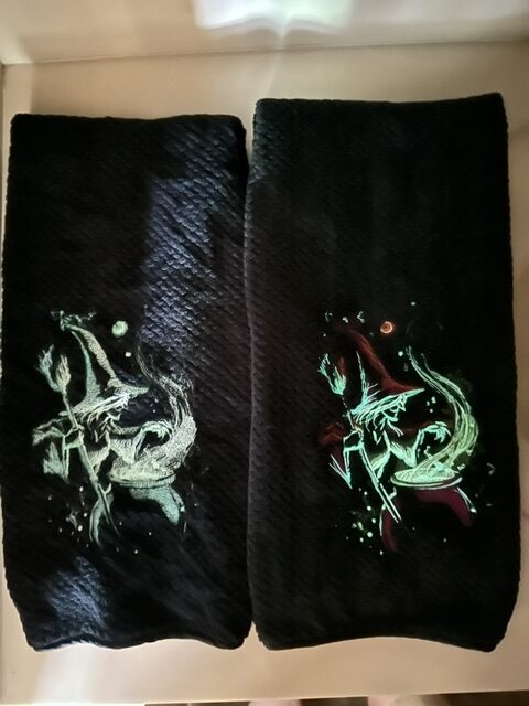 Glowing Witch Towel side by side