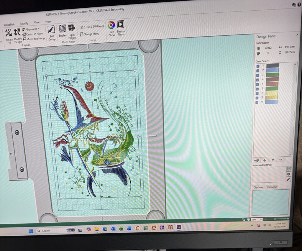 witch on screen with color changes