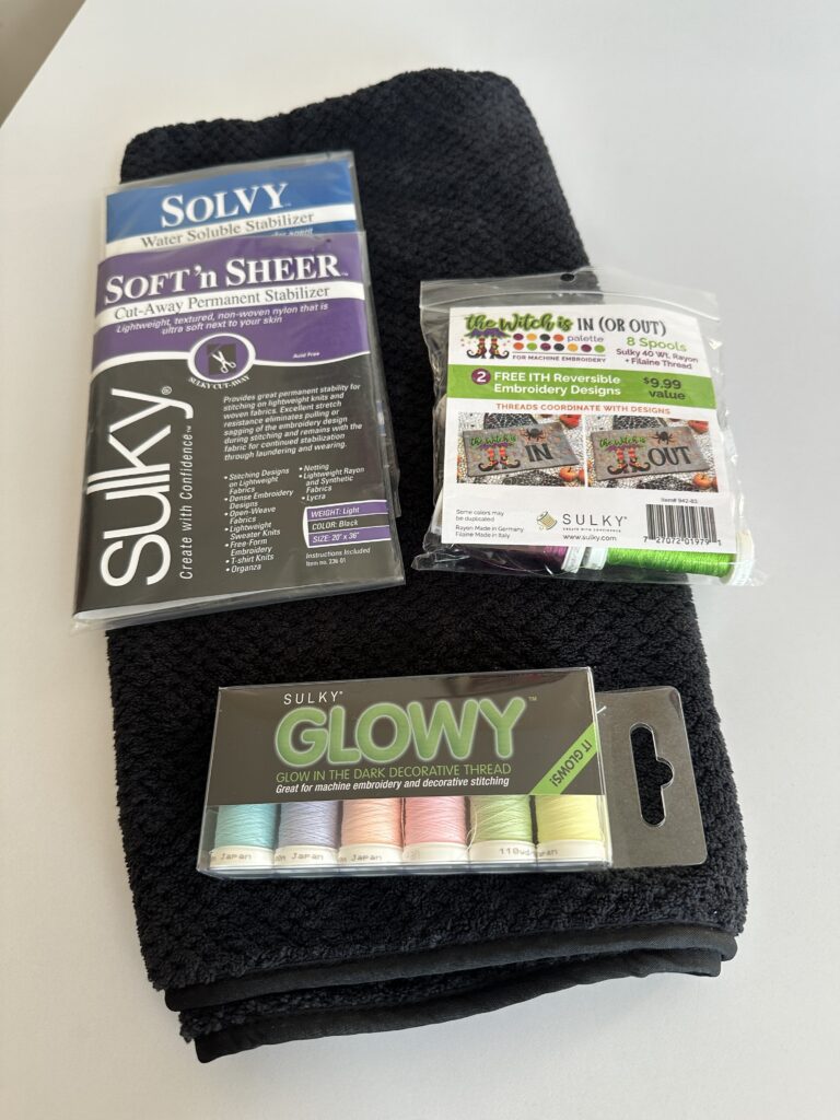 supplies for Glowy Witch Towel
