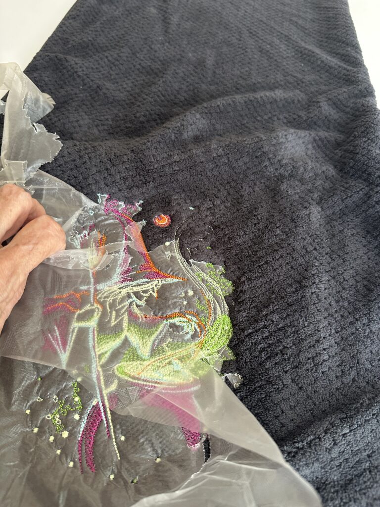 tearing away Solvy from front of witch design