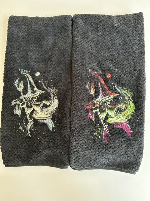 Witch Towel side b y side showing Glowy in the light