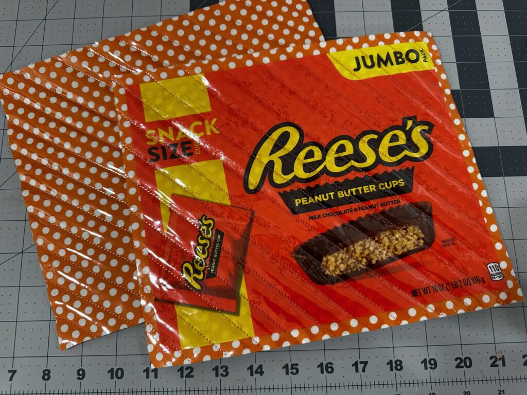 candy bag front and back trimmed to size