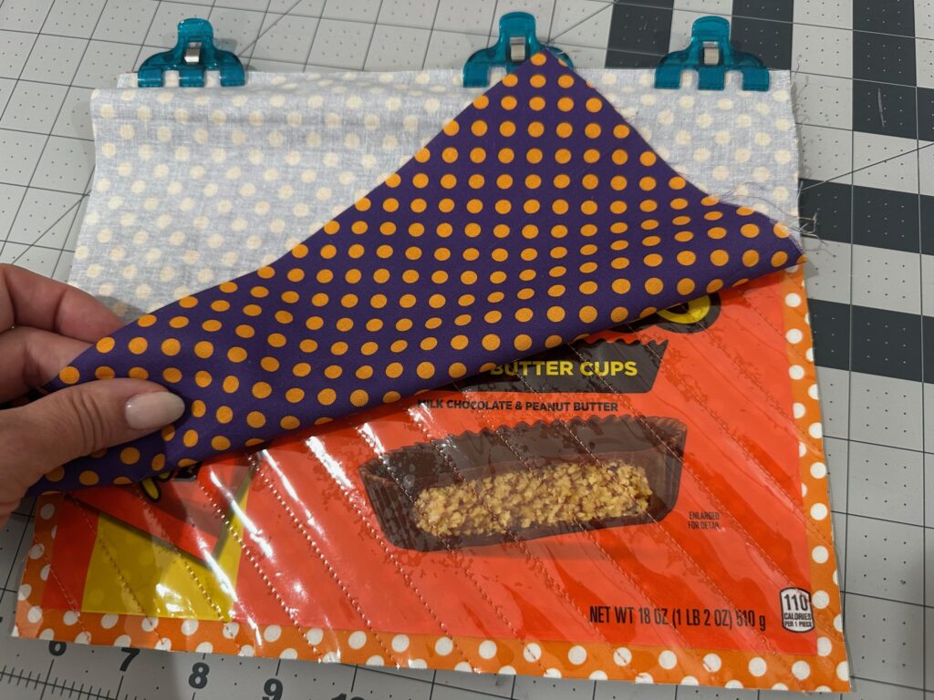adding lining to exterior candy pouch