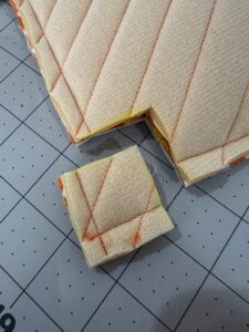 trimming away corners on candy pouch