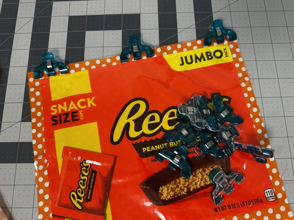 fabric and candy bag cut to size