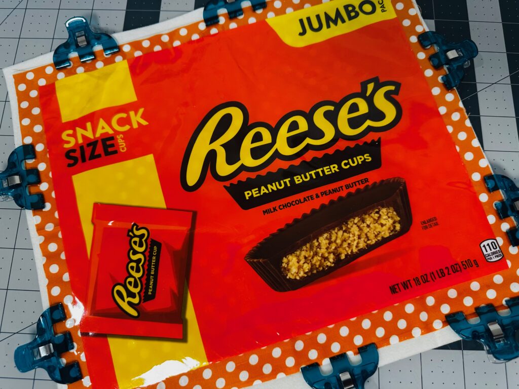 vinyl over candy bag with exterior fabric layer